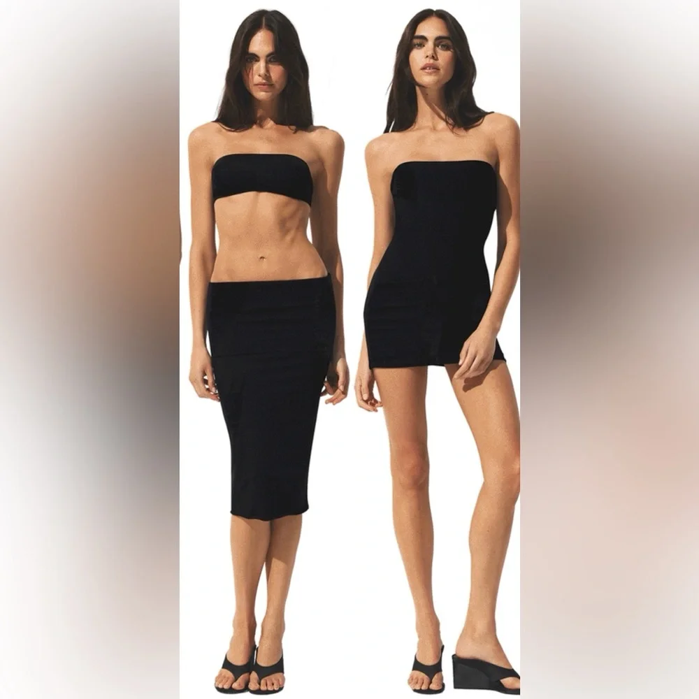 SKIMS Classic Swim Convertible Tube Dress 🖤 Size XXS | Obsidian